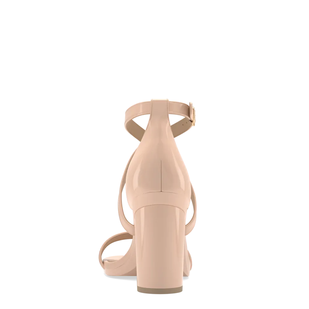 The Sandal - Sand Patent   Block Heel Kit 4 Sand